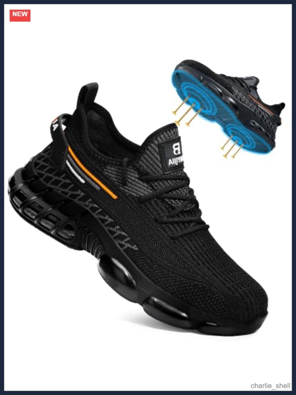 Steel Toe Work Shoes Lightweight Safety Sneakers Kevlar Puncture Resistant
